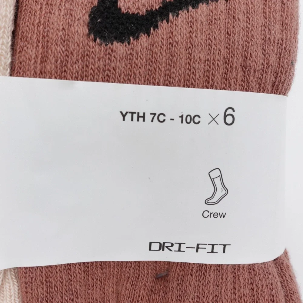 NEW Nike Dri-FIT Performance 6-Pack Crew Socks RN0019-W0J Toddler Kid's
